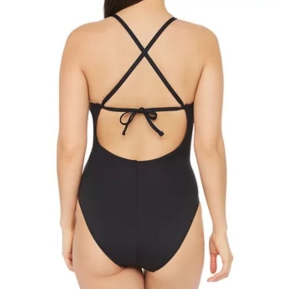 La Blanca Swim La Blanca Macrame Solids High Neck Onepiece Swimsuit